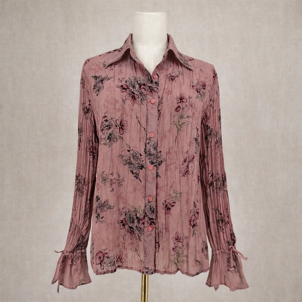 Vintage 90s Apostrophe Fairy Grunge Poetcore Floral Broomstick Top Size Small